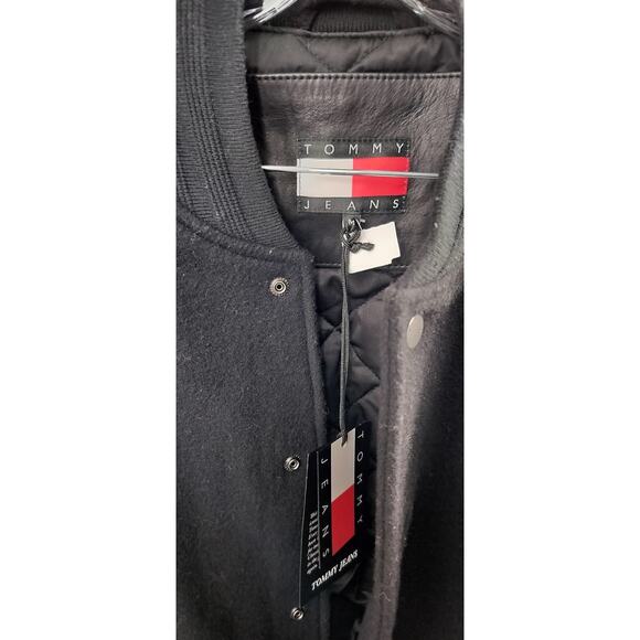 Tommy Hilfiger Black Varsity Jacket with Leather - Picture 4 of 11